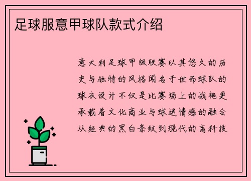 足球服意甲球队款式介绍